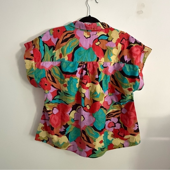 THML Colorful Floral 100% Cotton Linen  Shirt NWT - Picture 2 of 5